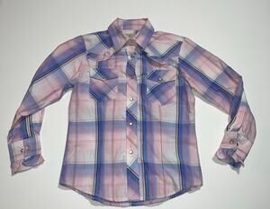 Cedar rose girl pink & purple snap button down shirt